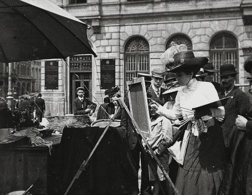 Emil Mayer 072 - Vedutenmalerin bei der Creditanstalt, Am Hof, Wien
