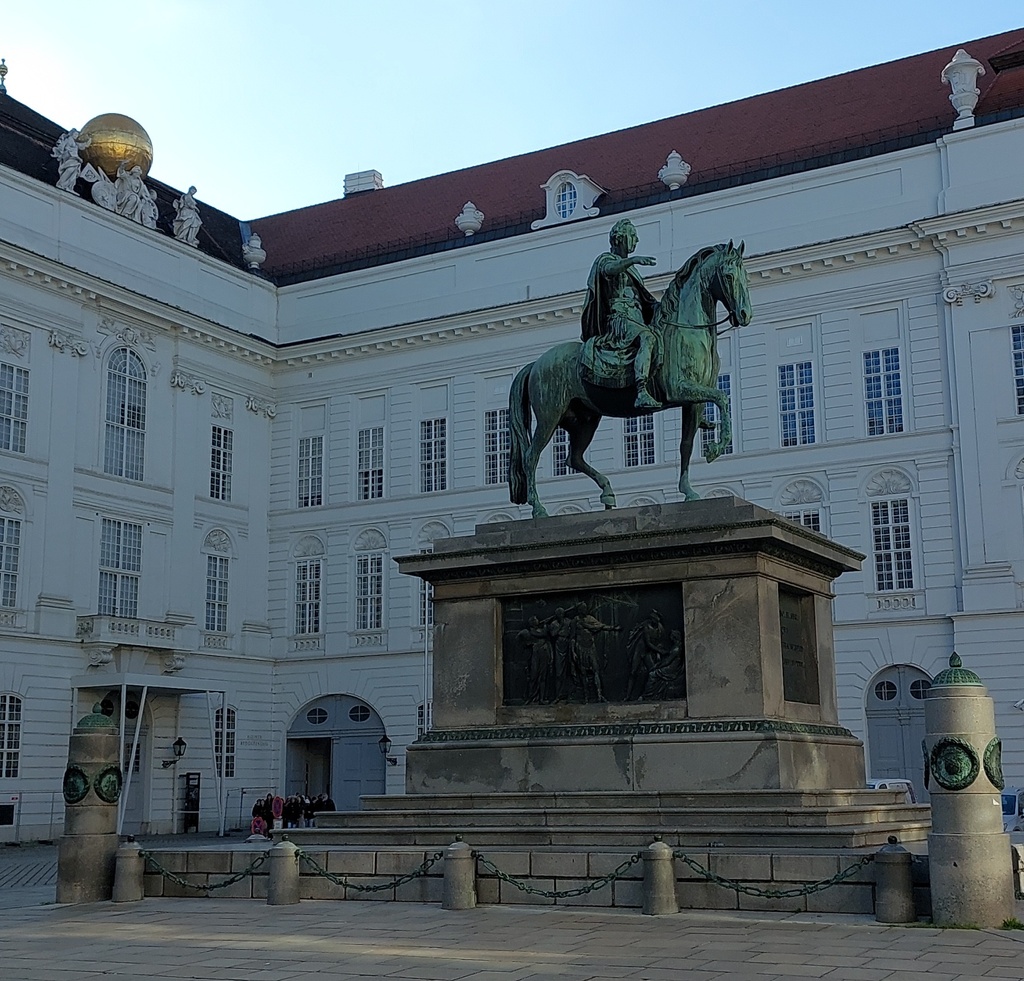 "Equestrian monument in an unidentified location" = Emperor Joseph II in the Josefsplatz, Vienna! rephoto