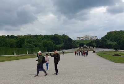 Aviopari Schönbrunnin linnan puutarhassa Wienissä rephoto