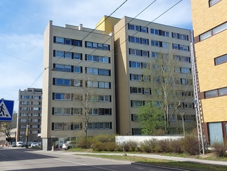 Residential buildings of the Estonian maritime shipping in Tallinn, views of the buildings along the street. Architect Lembit Aljaste rephoto