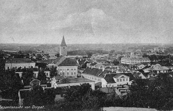 Vaade Toomemäelt: Tartu kesklinn, taga Jaani kirik. Ca 1905-1910.