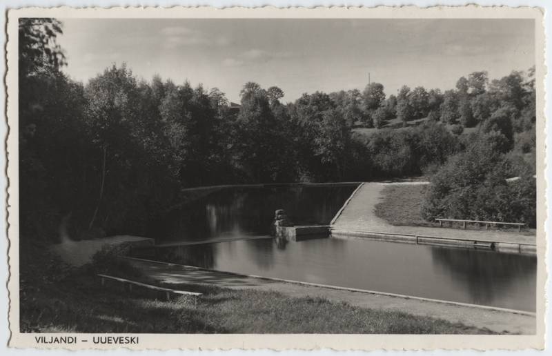 fotopostkaart, Viljandi, Uueveski org, tagumised basseinid (eh 1933), u 1935, foto M. Teng?