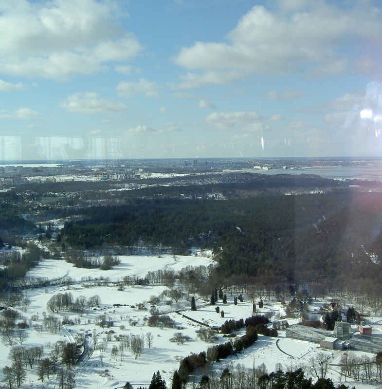 Tallinna Botaanikaaia palmimaja, foto seeriast "Seen", vaade teletornist. Arhitektid Vilen Künnapu, Ain Padrik, Arne Maasik rephoto