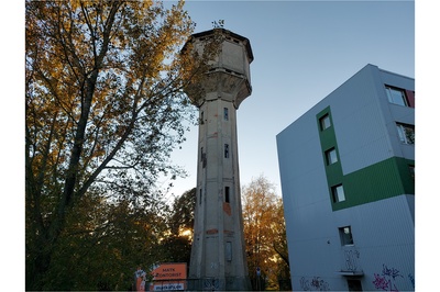 Water Tower of the Becker Shipyard, 1914. rephoto