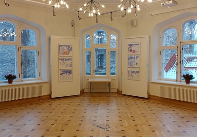 L. Pärtelpoja kujundatud Eesti NSV Ajakirjanike Liidu koosolekusaal Pikal tänaval. rephoto