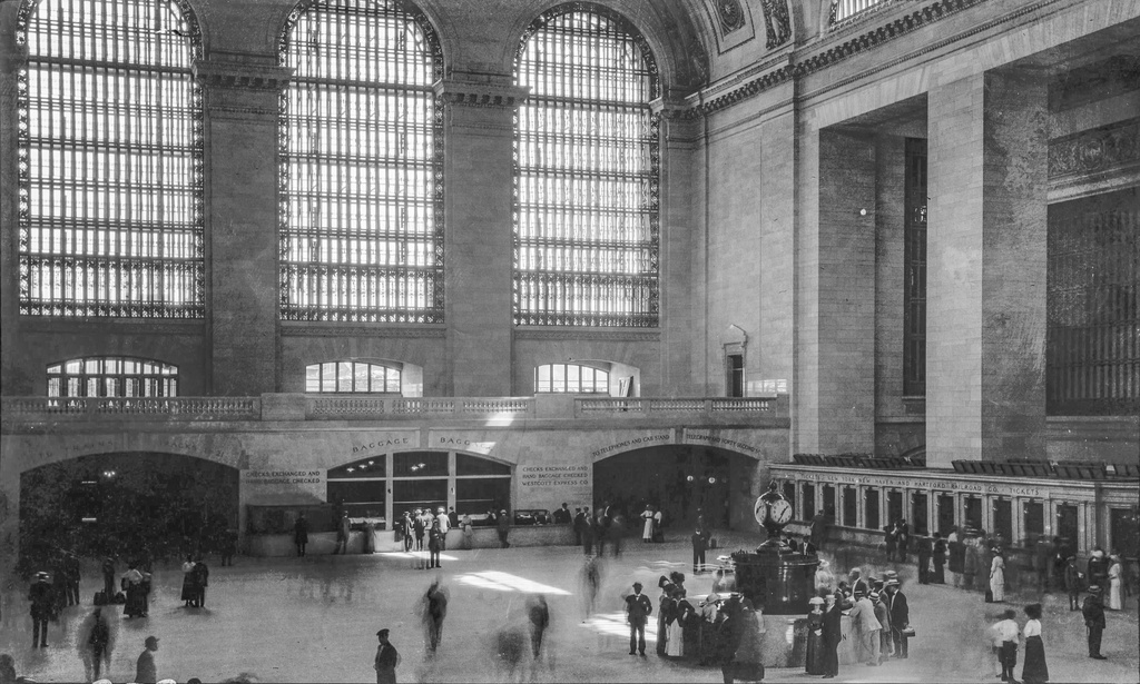 Grand Central Station Main Concourse - Main Concourse inside Grand Central Station. The Arrases visited New York City after returning from their 1913 tour of Europe. Edmund F. Arras (7/7/1875-10/19/1951), a prominent Columbus businessman and entrepreneur, founded one of the city’s first property rental agencies in 1892. Trained as a lawyer, he graduated from OSU law school in 1896 and went on to hold positions in numerous civic groups around the city. He was particularly active within Kiwanis International and was involved with several local religious organizations. In 1913, he and his wife Elizabeth traveled to the World Sunday School Association Convention in Zurich, Switzerland. They continued on to travel extensively throughout Europe documenting their journey through photographs. Due to the timing of their trip, these photos comprise a valuable collection of images of European cities later devastated by war. The Arras family’s lantern slides and negatives include images from their 1913 travels through US east coast cities, Atlantic islands of the Azores, Madeira, Gibraltar and the countries of Algeria, Italy, Switzerland, Germany, the Netherlands, Belgium, France, England, and Ireland. Also included are images from their 1920 train journey from Chicago to the western US for the Kiwanis Convention in Portland. These photographs include images of Chicago, Denver and western National Parks.