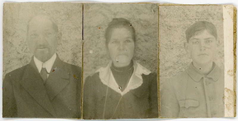 Gustav, Liisa ja Alvert Möller. Fotomontaaž