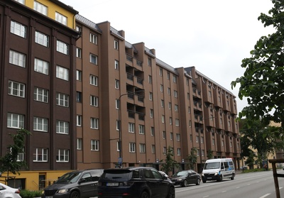 Apartment in Tallinn at the corner of Pronksi and Raua, view of the building at the finishing stage rephoto