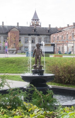 Postcard, Viljandi, central square, blower, steam bowl rephoto