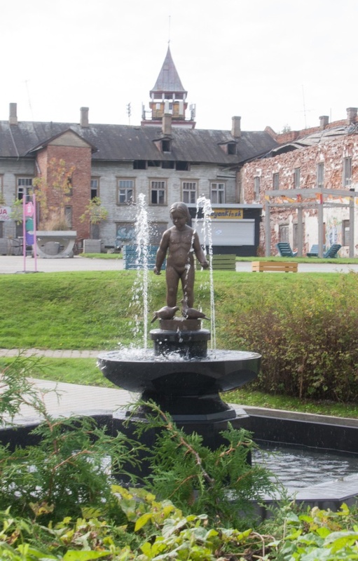 Postcard, Viljandi, central square, blower, steam bowl rephoto