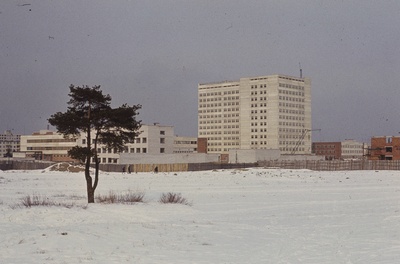 The Mustamäe Emergency Hospital is finished, a distance view from the field. Architect Ilmar Wood Forest  similar photo