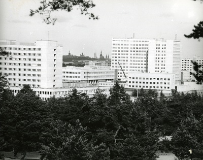 The Mustamäe hospital complex is almost finished, a distance view, towers of the old town in the panoram. Architect Ilmar Wood Forest  similar photo