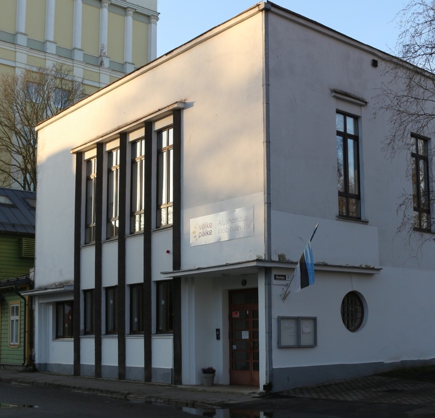 Maarja kiriku kogudusemaja Tartus, fassaadivaade. Arhitekt Nikolai Kusmin rephoto