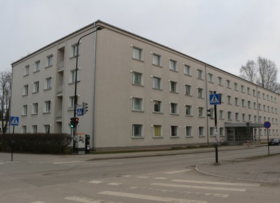 TRÜ ühiselamu Pälsoni 14 (Pepleri 14; arh A. Matteus).  Tartu, 1960. rephoto