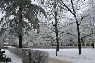 View to the water tower from the south. Tartu 1956 rephoto
