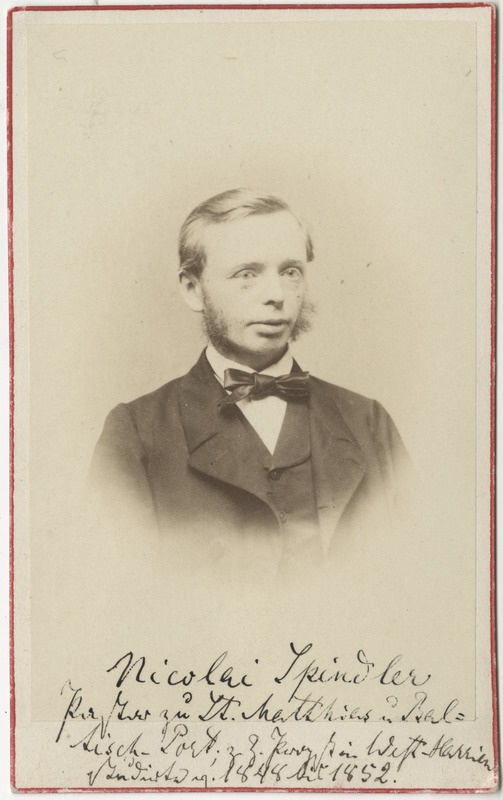 Korporatsioon "Estonia" vilistlane Nicolaus Spindler, portreefoto