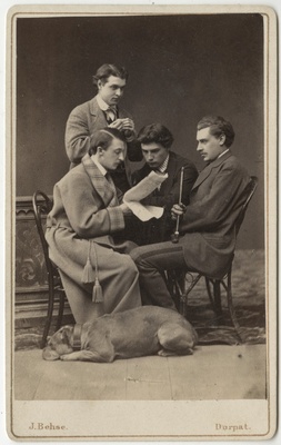 Korporatsioon "Estonia" liikmed Leonidas Smirnow, parun Woldemar Stackelberg, Bronislaw von Guzkowski ja Alexander von Ramm, grupifoto  duplicate photo