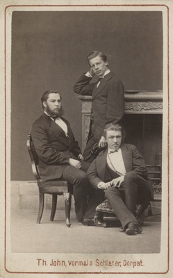 Korporatsioon "Estonia" 1873. aasta II semestri eestseisuse liikmed Christoph Mickwitz, Karl Dehio ja Edwin Hörschelmann, grupifoto  duplicate photo