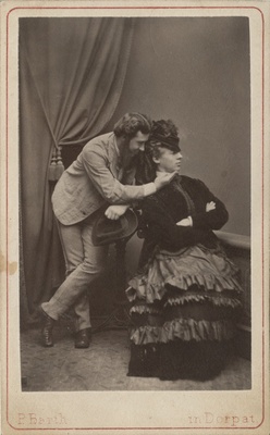 Korporatsioon "Estonia" rebasteatrikostüümis liikmed Richard Hoffmann ja Karl Dehio, grupifoto  duplicate photo