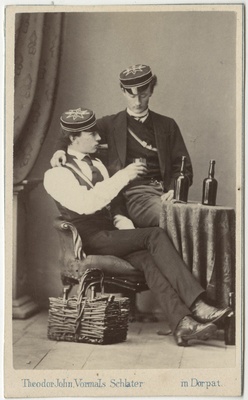 Korporatsioon "Estonia" liikmed Bronislaw von Guzkowski ja parun Ernst Tiesenhausen, grupifoto  duplicate photo