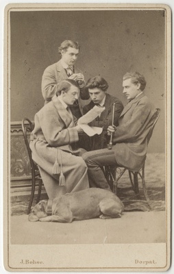 Korporatsioon "Estonia" liikmed Leonidas Smirnow, parun Woldemar Stackelberg, Bronislaw von Guzkowski ja Alexander von Ramm, grupifoto  duplicate photo