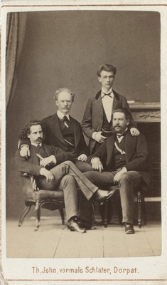 Korporatsioon "Estonia" kvarteti liikmed Ernst Hörschelmann (1.tenor), Friedrich Veh (2.tenor), William Frey (2.bass) ja Adolf Bergmann (1.bass), grupifoto  duplicate photo
