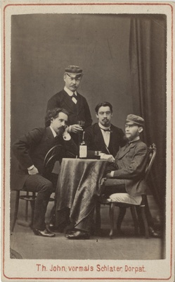 Korporatsioon "Estonia" liikmed Ernst Hörschelmann, Friedrich Veh, Arthur Bätge ja William Frey, grupifoto  duplicate photo