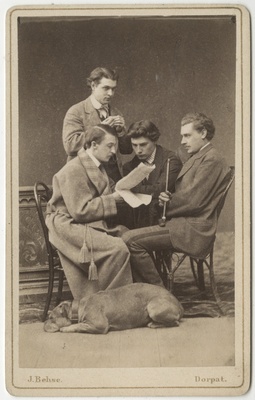 Korporatsioon "Estonia" liikmed Leonidas Smirnow, parun Woldemar Stackelberg, Bronislaw von Guzkowski ja Alexander von Ramm, grupifoto  duplicate photo