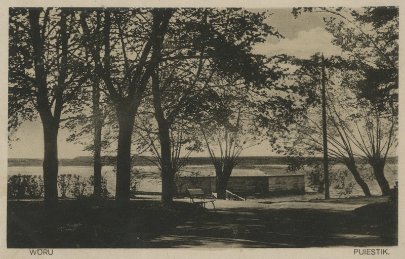 Võru linna järveäärne puiestee. Pöördel Jaan Kangilaski kiri veljestolastele Soome reisi asjus 01.08.1927