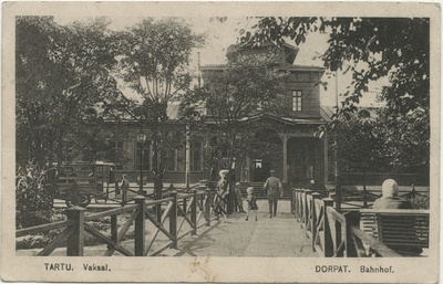 Tartu raudteejaama esine, postkaart. Pöördel Paul Viidingu kiri Veljestole 24.03.1925  duplicate photo