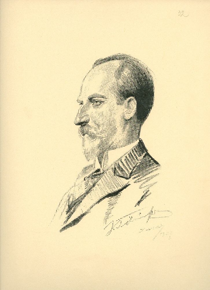 Joonistus Eesti riigivanemast Jaan Tõnissonist.