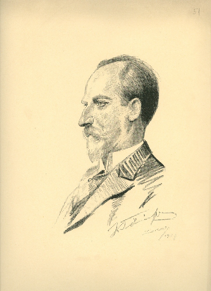 Joonistus Eesti riigivanemast Jaan Tõnissonist.