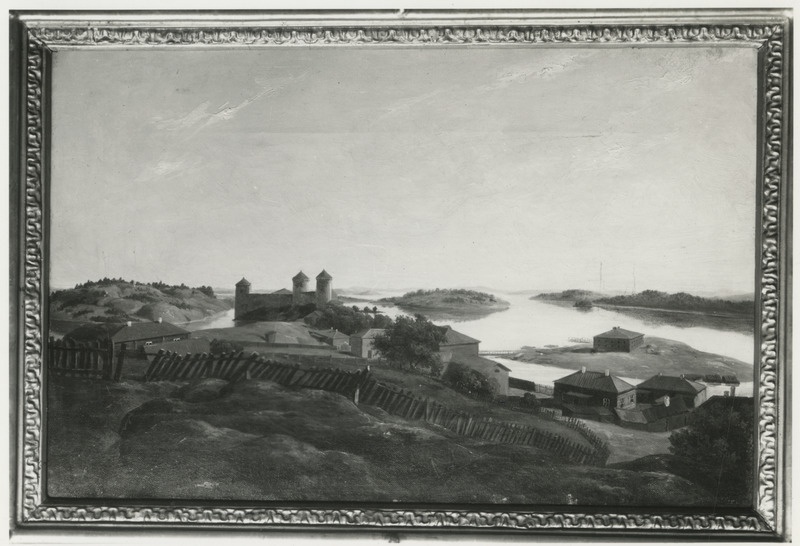 Soome maastik lossiga. Fotokoopia Ernst Hermann Schlichtingi (1812-1890) maalist