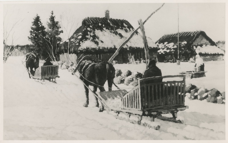 Talvine saanisõit.  Repro Andrei Jegorovi maalist