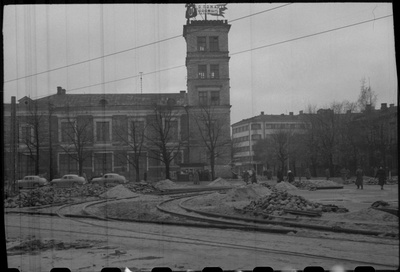 Tallinn. Trammitee ehitamine Narva mnt. - Kopli. Ehitustööd Stalini väljakul.  similar photo