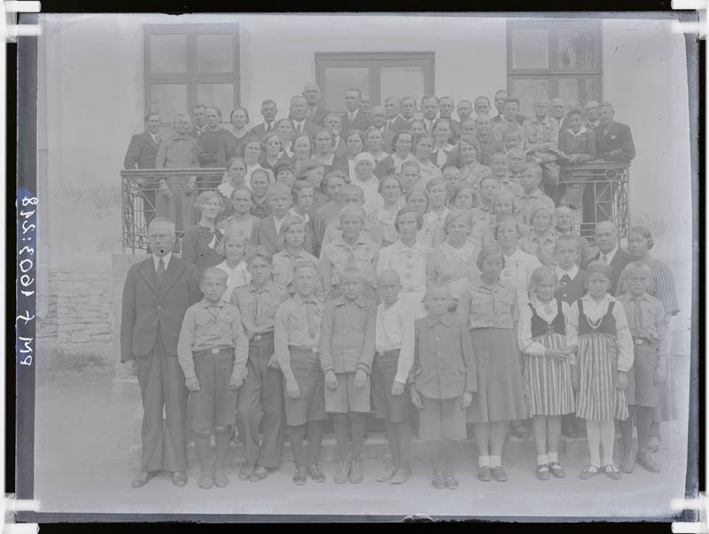 klaasnegatiiv, Lõõla, Väätsa ja Piiometsa õpilased 1934.a.