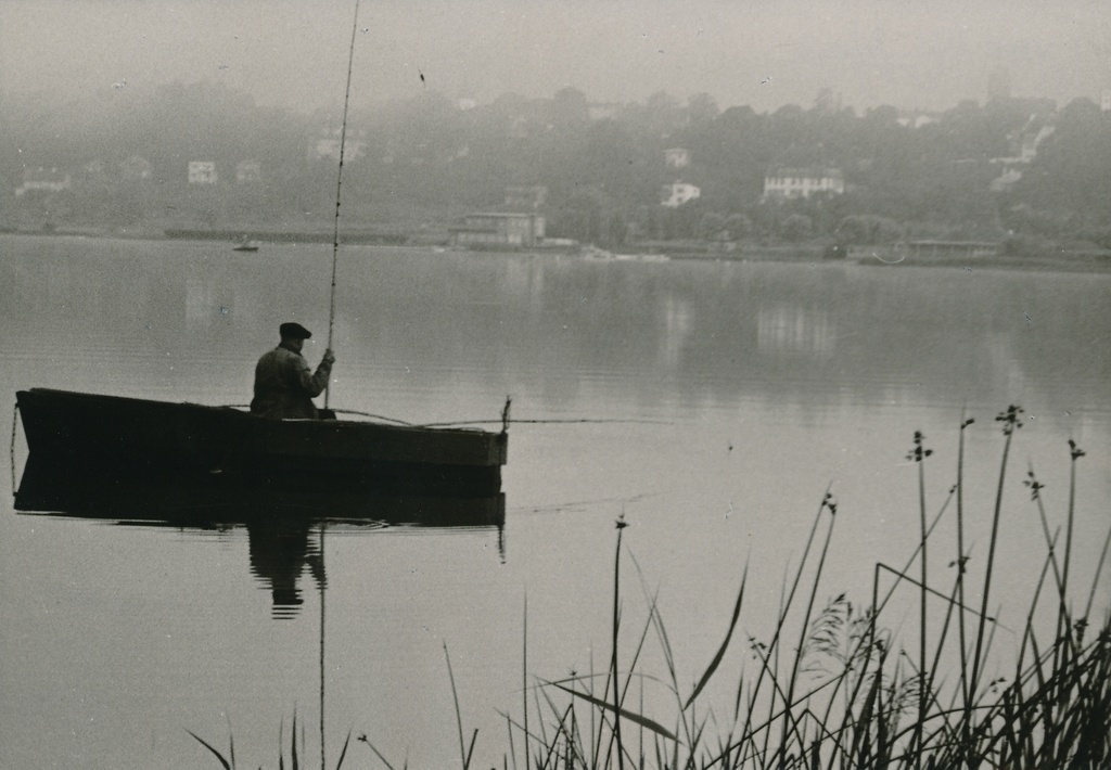 foto, Viljandi, järv, linn, kalamees, 1960, foto A. Kiisla