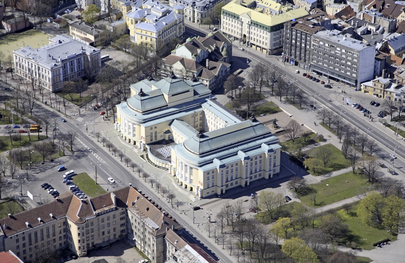 Estonia teatrihoone, aerofoto. Arhitektid Armas Lindgren ja Wivi Lönn