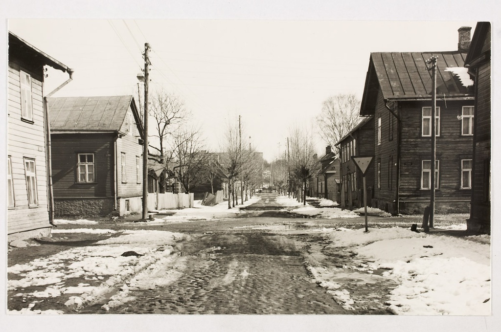 View of Tartu, Marja Street from Herne Street towards the river.