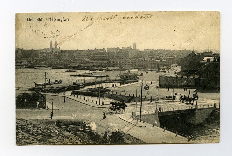 Fotopostkaart vaatega Helsingi sadamale