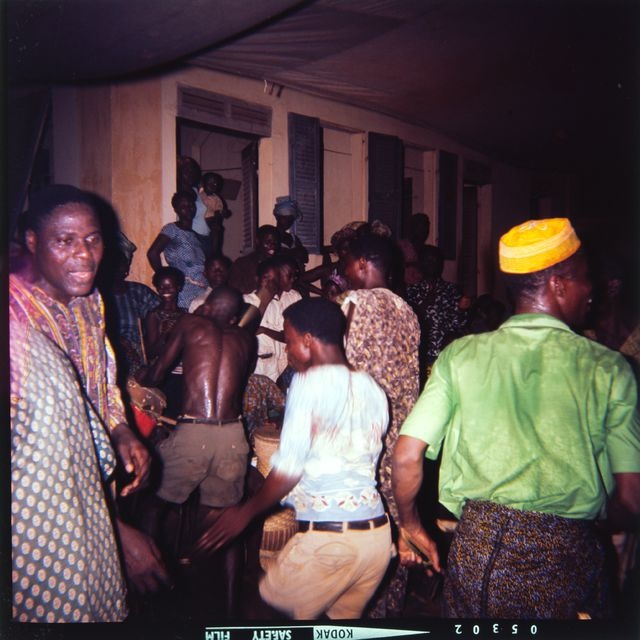 People withdrawing from the party under the roof