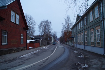 Tartu, Komsomoli Street view from Herne Street to the river. rephoto