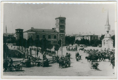 Vaade Viru väljakul asuvale tuletõrjehoonele 20 sajandi alguses  duplicate photo