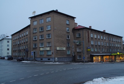 Korterelamu Tartus Riia mnt, Hoone vaade nurgalt rephoto