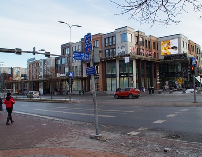 Tartu kaubamaja, hoone vaade. Arhitekt Uno Sisa rephoto