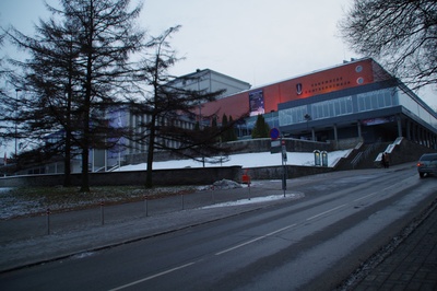 Theatre Vanemuine. View from the corner of Vanemuise and University t. Tartu, May 2013. rephoto