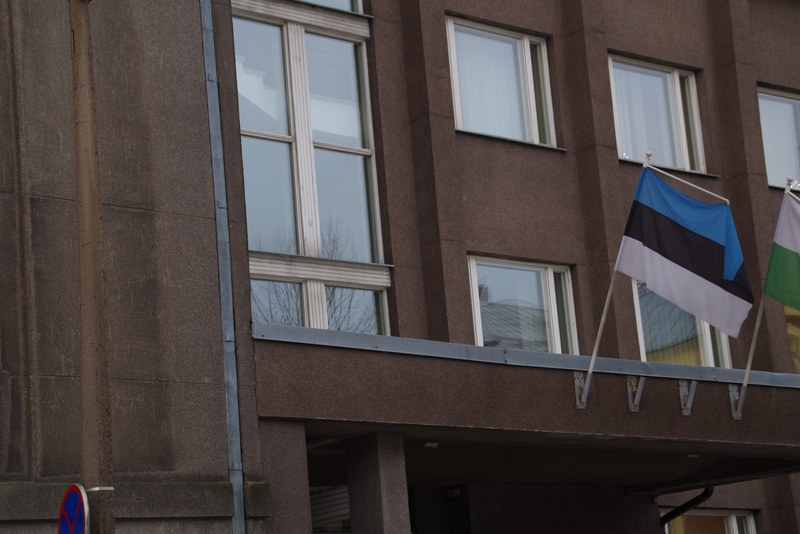 Fotograafid mälestusmärgi „Rukkilill“ avamisel Tartu Linnavolikogu hoone sissepääsu katusel rephoto