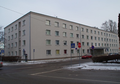 TRÜ ühiselamu  Pälsoni 14 (Pepleri 14).   Tartu, 27.12.1959. rephoto