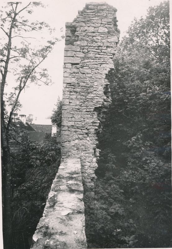 Foto. Haapsalu lossi eellinnuse läänekülje müür. 1933. Fotograaf J. Grünthal.