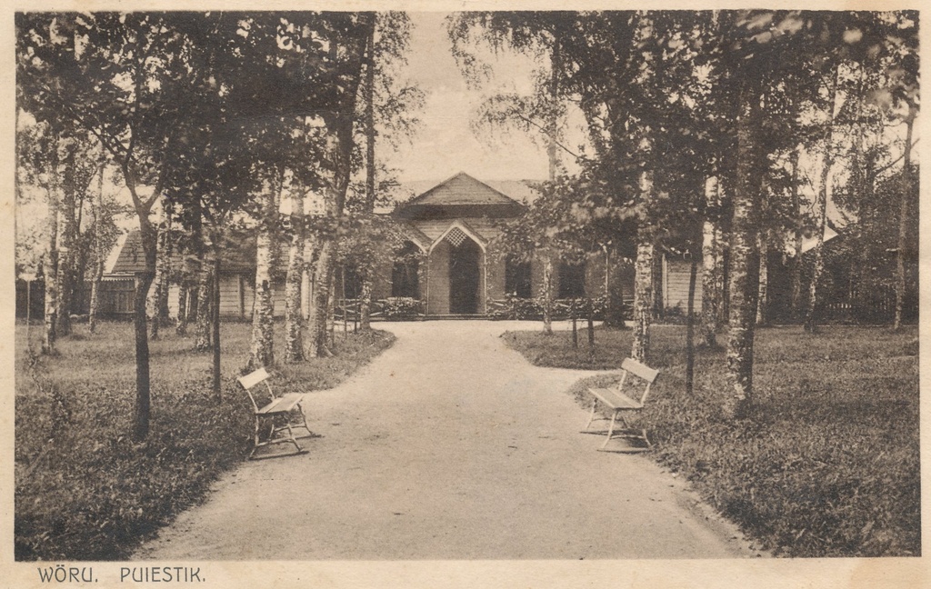 Fotopostkaart. Võru linna park ja puiestik 1920.aastatel.